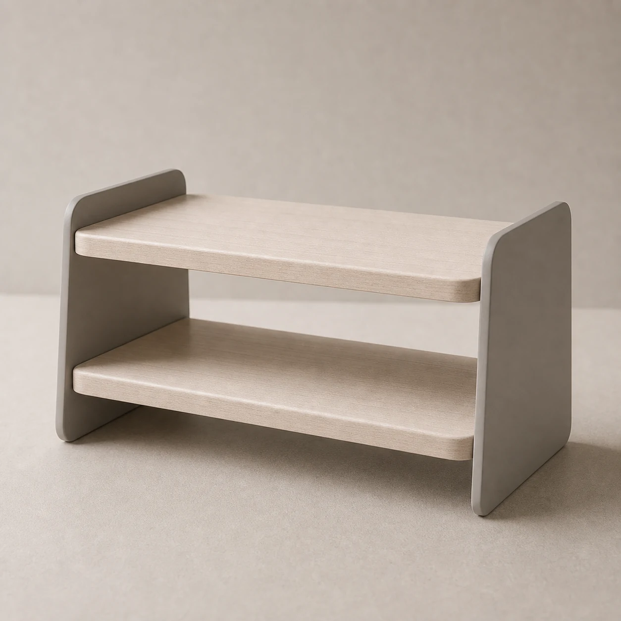 Realistic studio product card for Kavlori Morning Shelf, a fictional home object.