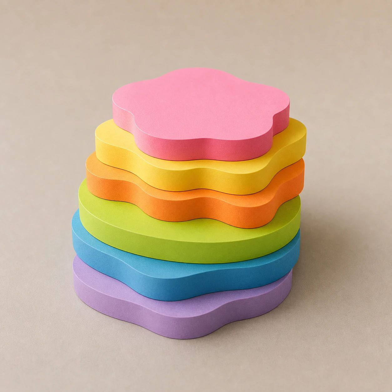 Realistic studio product card for Paperie Sticky Notes, a fictional stationery item.
